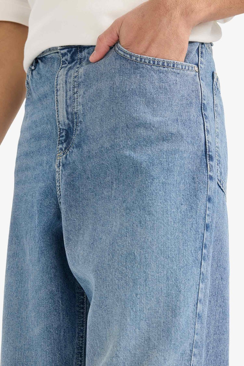 DeFacto Blue Man Baggy Fit Trousers Casual - Image 4